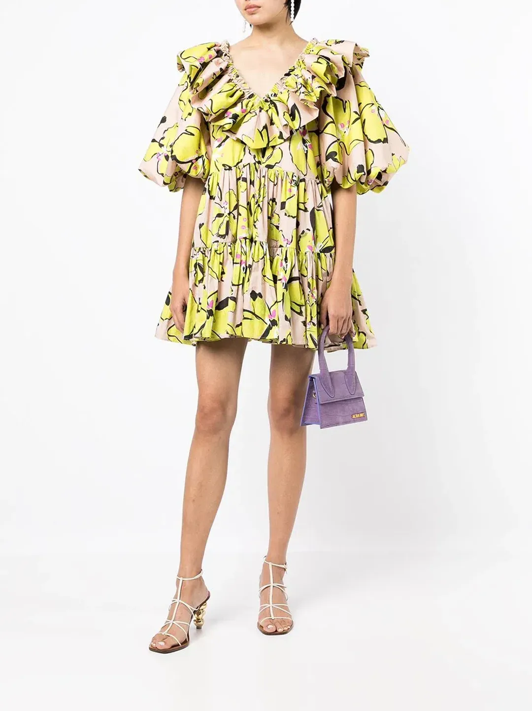 Aje Pelicano Citrus Bloom Ruffle Mini Dress Print Size 16 for rent on The Volte - main image