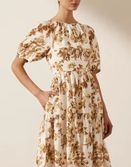 Shona Joy Follow Bella Short Sleeve Open Back Midi Dress Print Size 8 for rent on The Volte - image 4