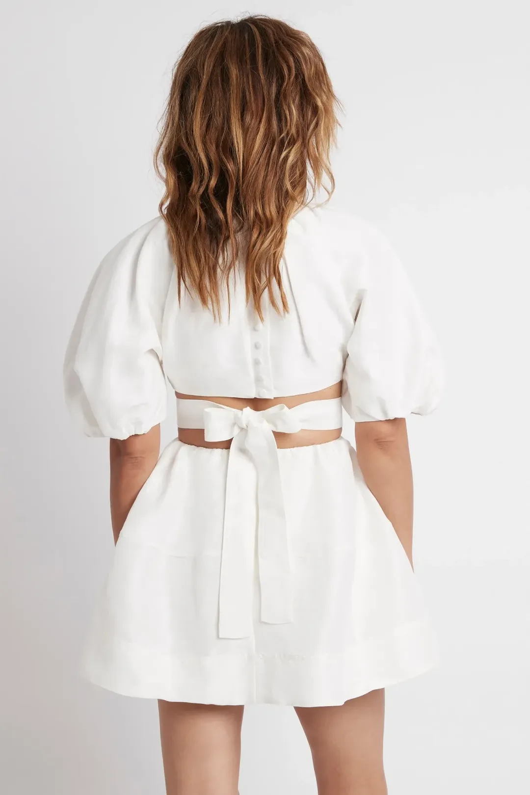 AJE Psychedelia Cut Out Mini Dress White Size 6 for rent on The Volte - main image