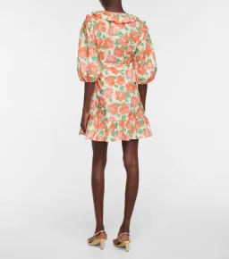 Rixo London Lennon Floral Print Wrap Dress Orange Size 10  for rent on The Volte - image 3