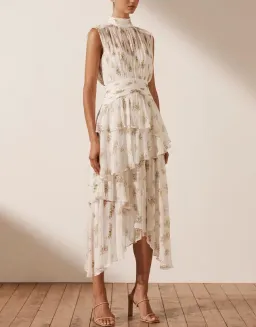 Shona Joy Julieta Sleeveless Ruched Midi Dress Print Size 6  for rent on The Volte - image 1