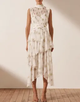 Shona Joy Julieta Sleeveless Ruched Midi Dress Print Size 6  for rent on The Volte - image 2