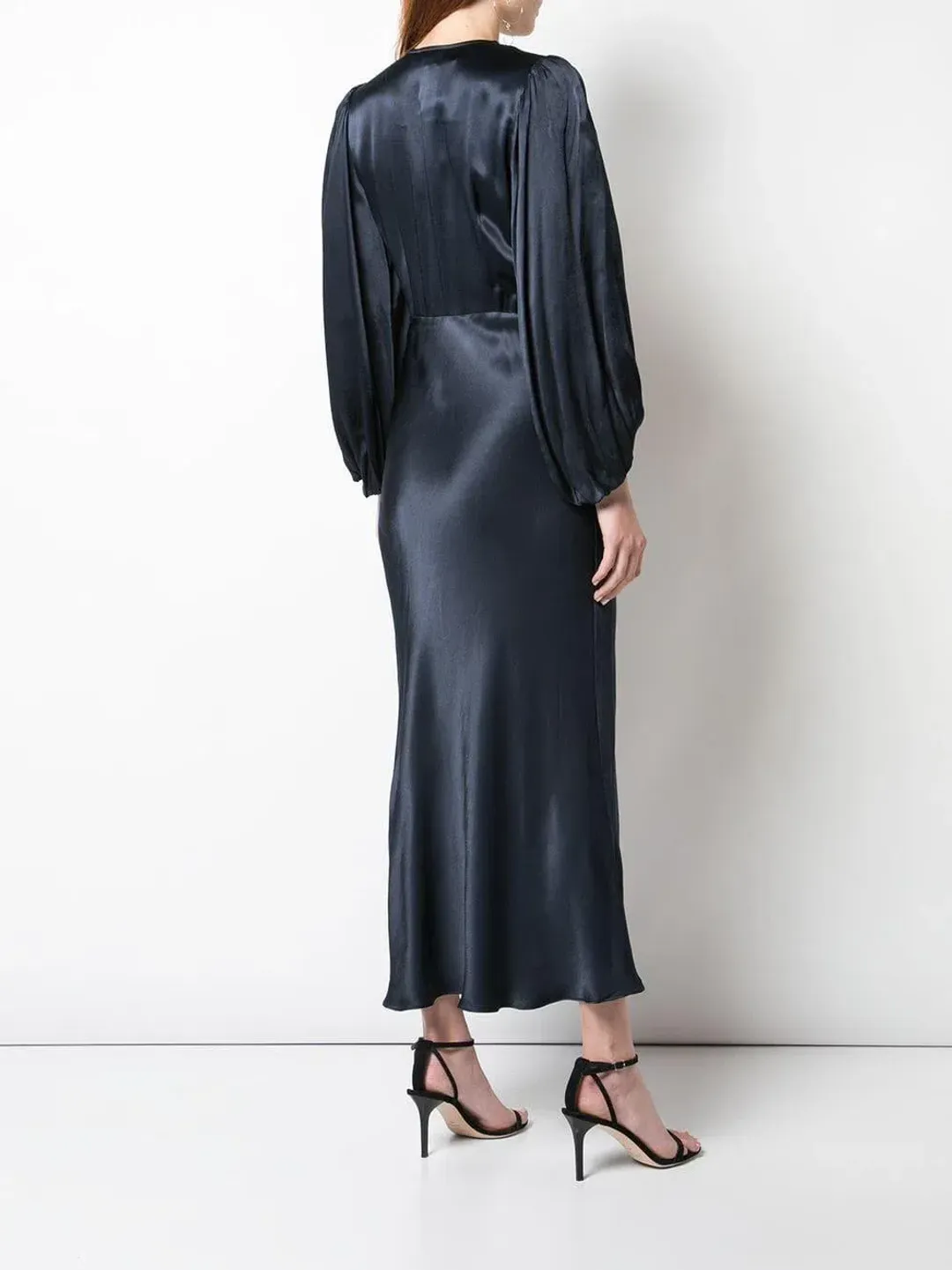 Shona Joy Morrison Longsleeve Bias Midi Dress Navy Size 10 for rent on The Volte - main image