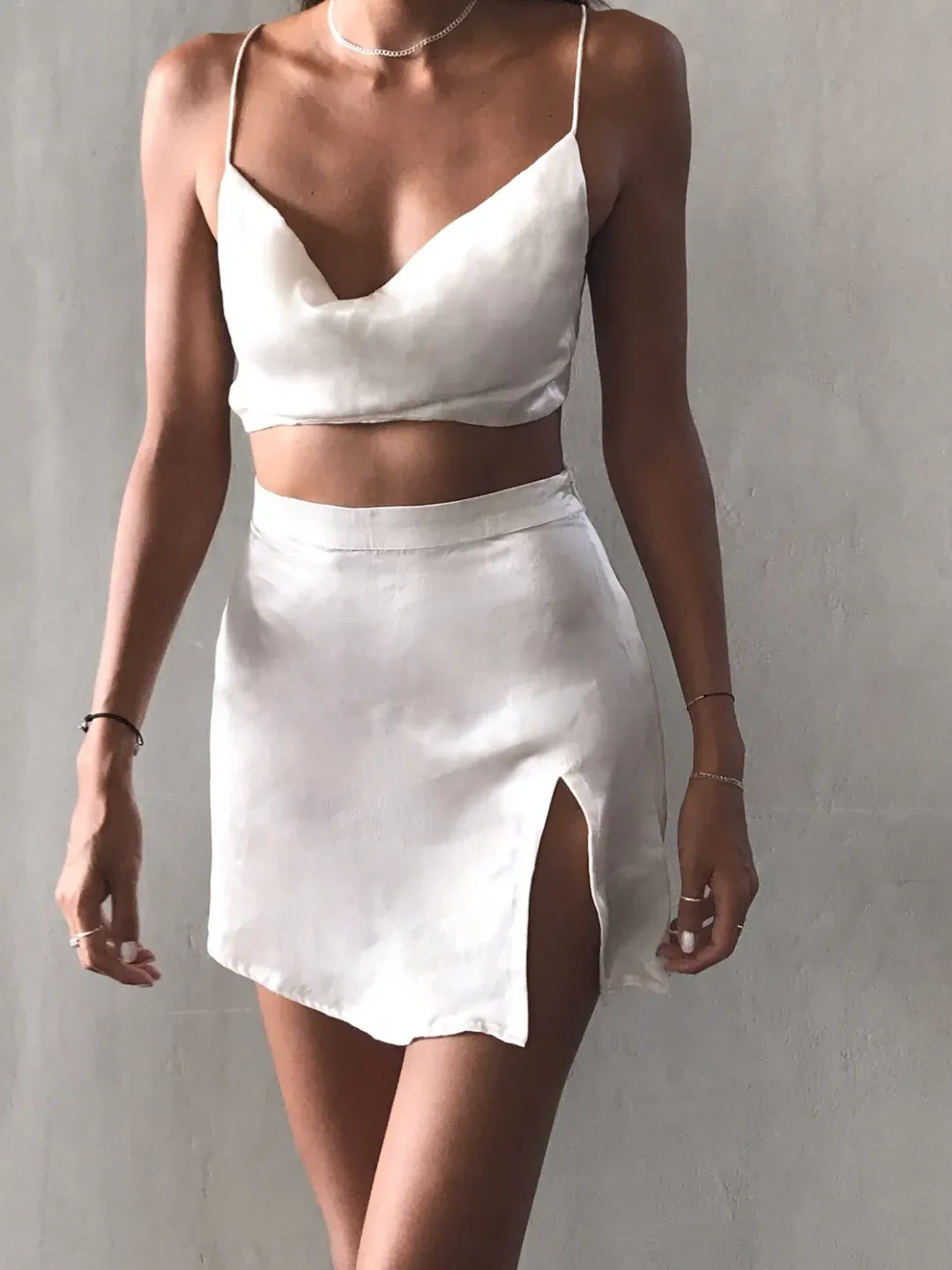 Generation of Saints The Anais Silk Skirt White Size 8 for rent on The Volte - main image