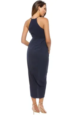 Shona Joy High Neck Ruched Dress in Navy Size 6 for rent on The Volte - image 3