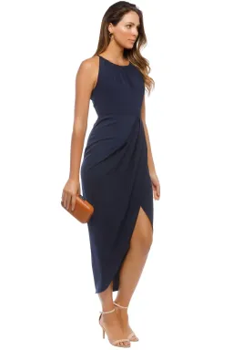 Shona Joy High Neck Ruched Dress in Navy Size 6 for rent on The Volte - image 2