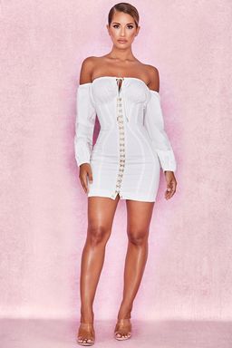 House of CB Arabella Mini Dress White Size L / Au 12 for rent on The Volte - image 1