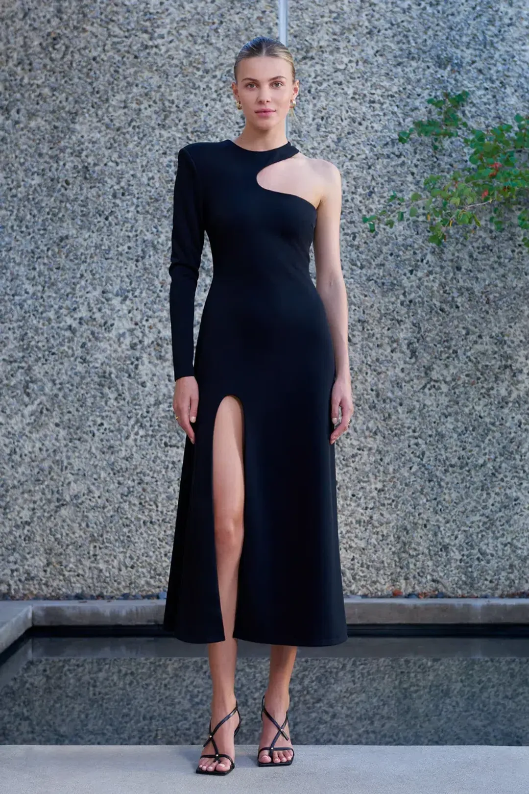Misha Clarence Stretch Twill Midi Dress Black Size 10 for rent on The Volte - main image
