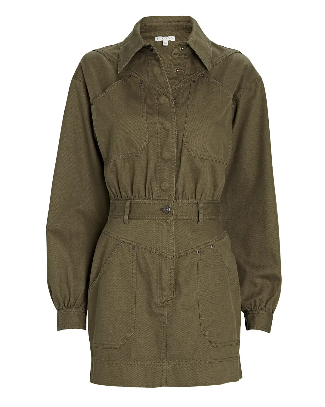 Shona Joy Chiara Utility Mini Dress Khaki Size 10  for rent on The Volte - main image