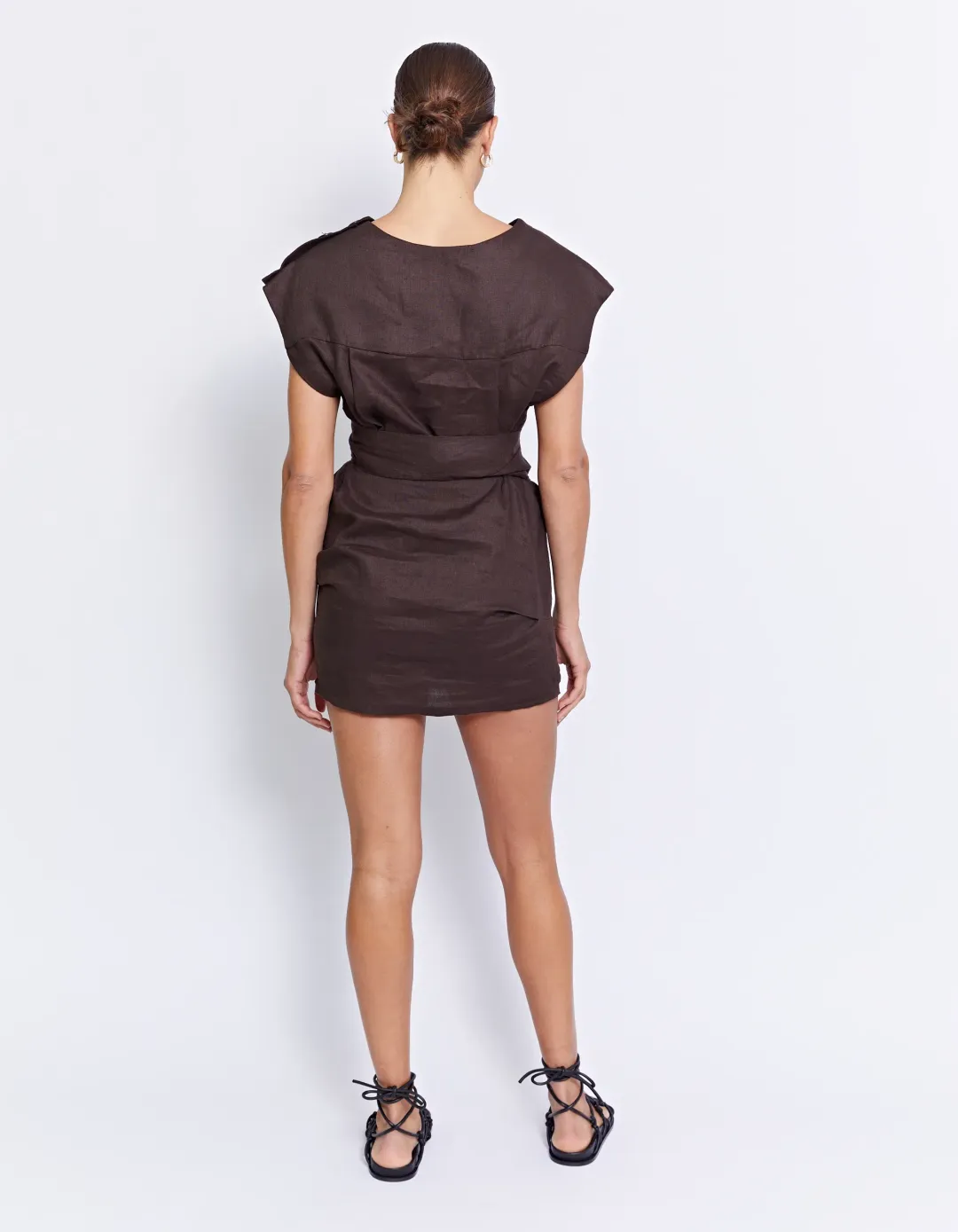 Preiffer Vito Linen Dress Brown Size 14  for rent on The Volte - main image