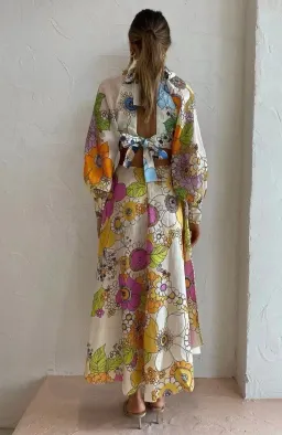 Alemais Farrah Cutout Floral Linen Midi Dress Print Size 10 for rent on The Volte - image 4