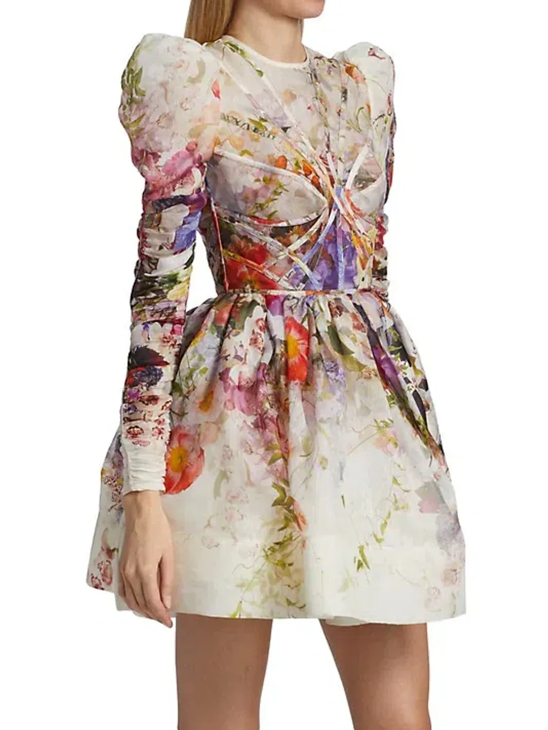 Zimmermann Prima Panelled Mini Dress Floral Size 1 / Au 10 for rent on The Volte - main image