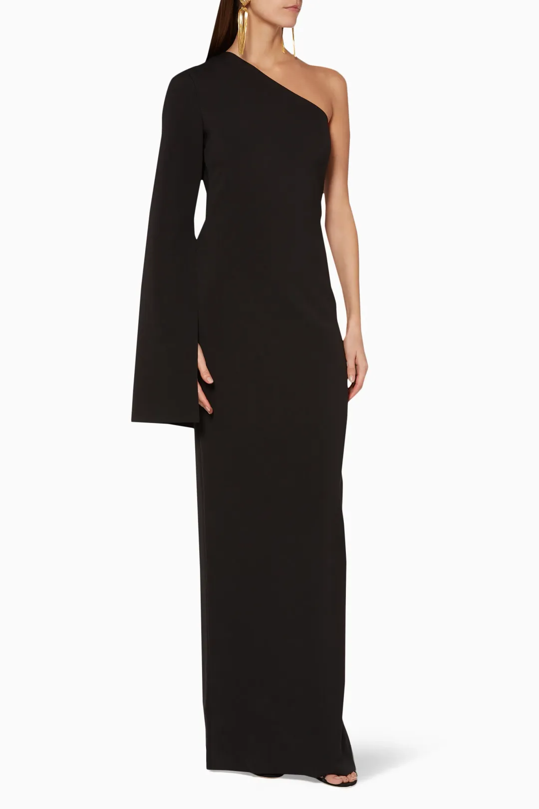 Solace London Ysabel One Shoulder Black Maxi Dress Size 2 for rent on The Volte - main image