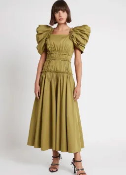 Aje Frequency Butterfly Sleeve Midi Dress Green Size 6 for rent on The Volte - image 1