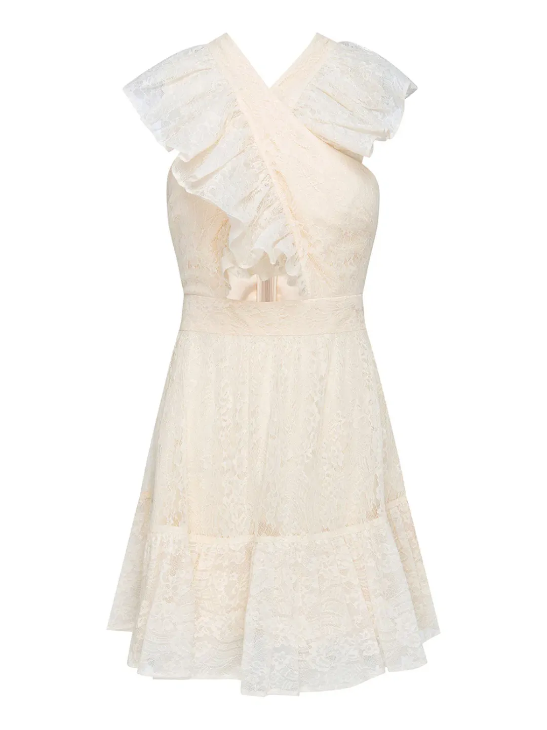 Alice McCall New Romantics Ruffle Mini Dress Cream Size 10 for rent on The Volte - main image
