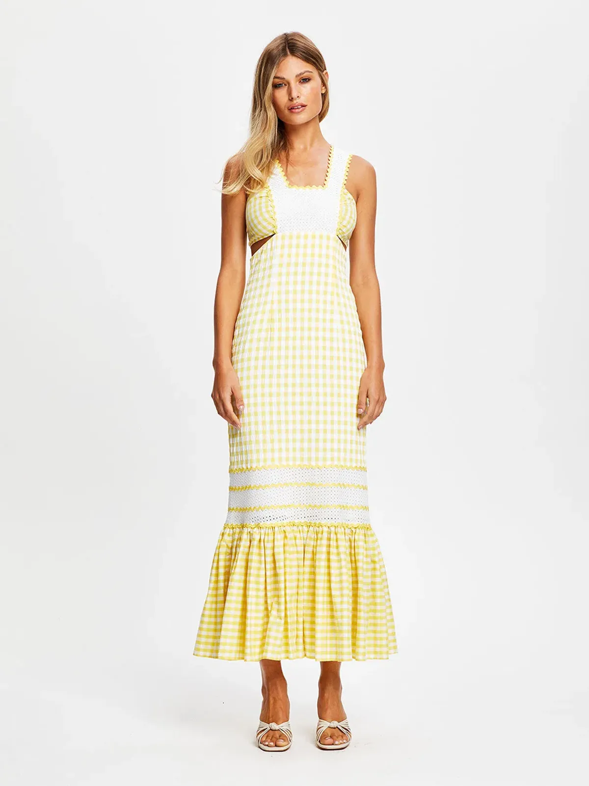 Alice McCall Mango Wild Angels Midi Dress Yellow Print Size 12 for rent on The Volte - main image
