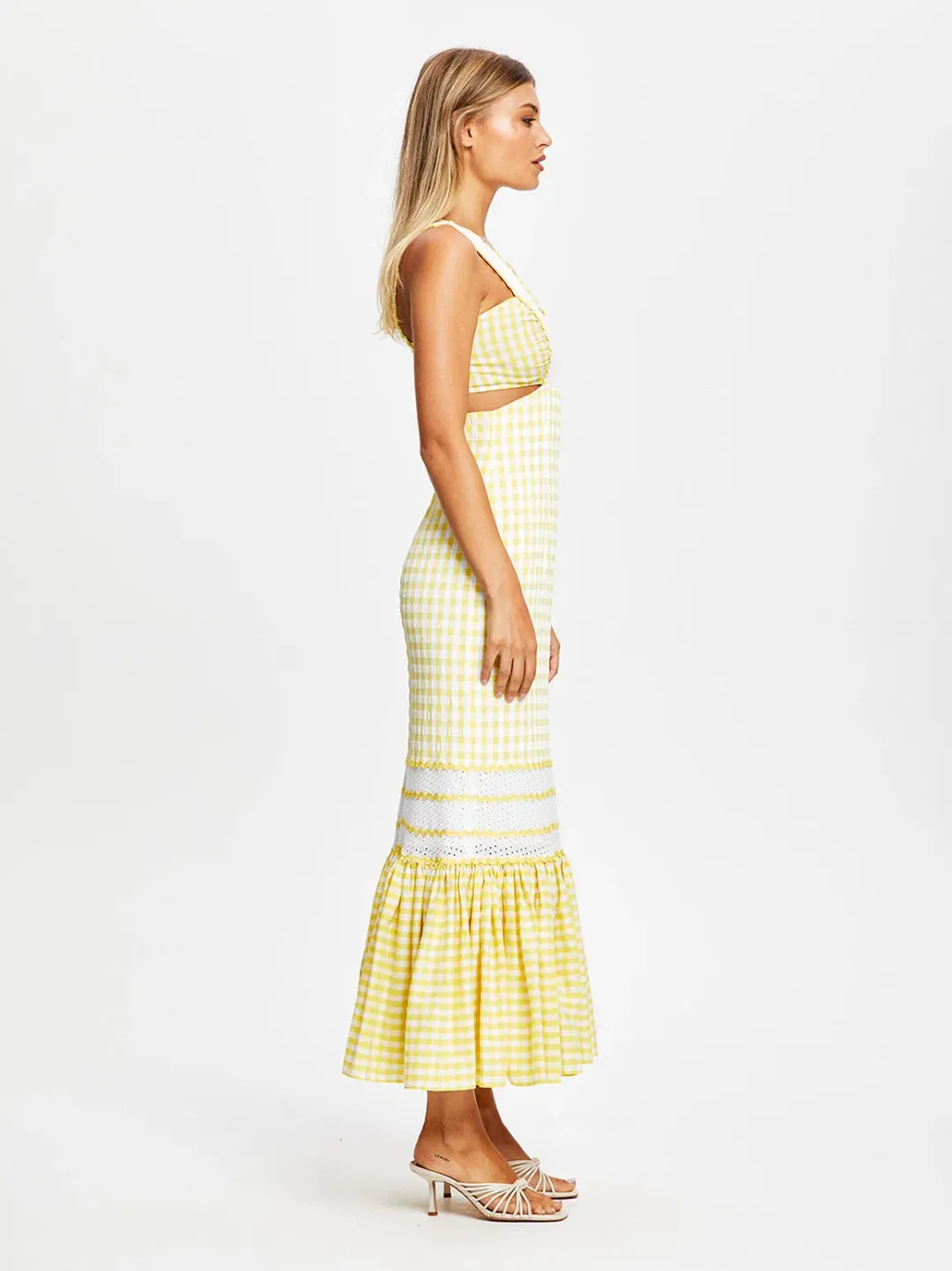 Alice McCall Mango Wild Angels Midi Dress Yellow Print Size 12 for rent on The Volte - main image