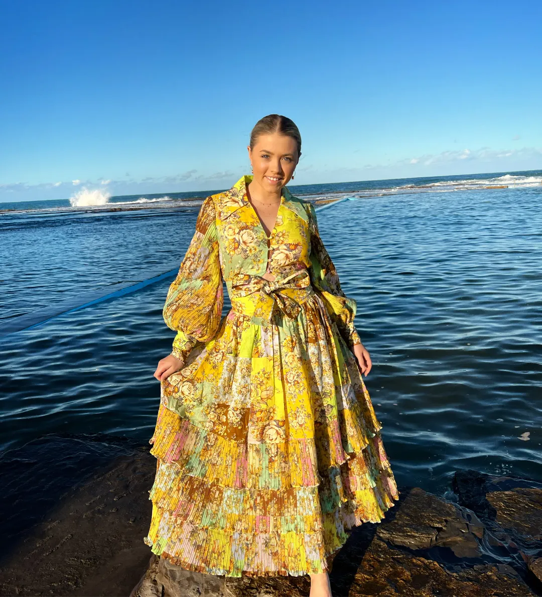 Alemais Matilde Tie Front Top & Pleat Skirt Set Multi Size 10 for rent on The Volte - main image