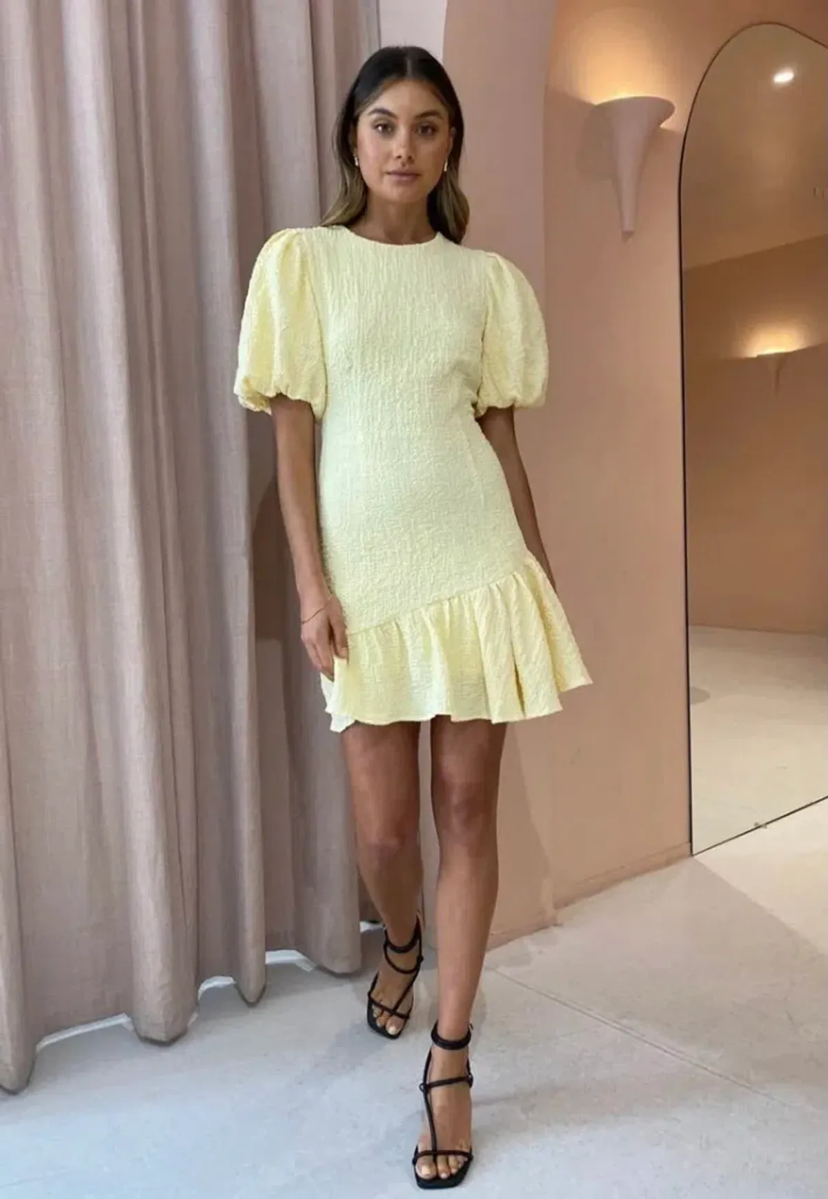 By Nicola Calypso Puff Sleeve Mini Dress for rent on The Volte - main image