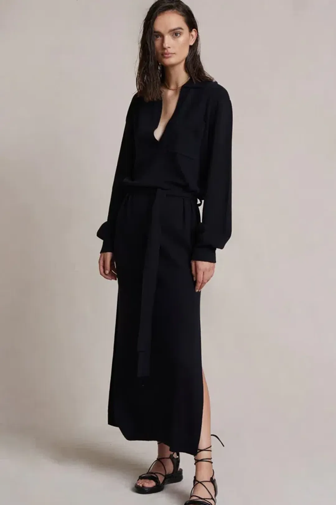 Bec and Bridge Liam Knit Polo Dress Black Size 8  for rent on The Volte - main image