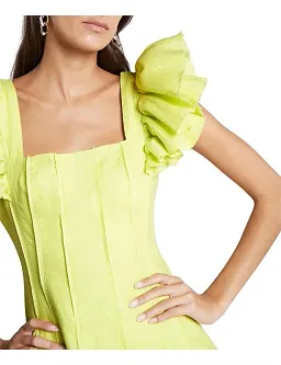 Aje Breathless Frill Sleeve Mini Dress Green Size 6 for rent on The Volte - image 3