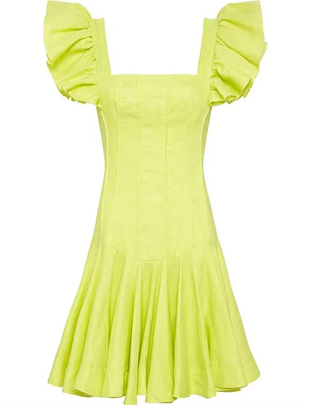 Aje Breathless Frill Sleeve Mini Dress Green Size 6 for rent on The Volte - main image