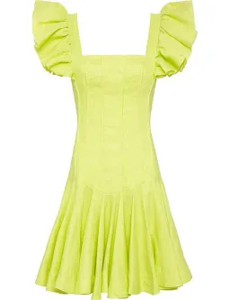 Aje Breathless Frill Sleeve Mini Dress Green Size 6 for rent on The Volte - image 4