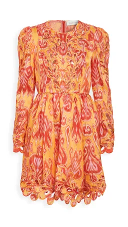 Zimmermann Brightside Rouleaux Mini Dress Gold Ikat Size 0 for rent on The Volte - image 3