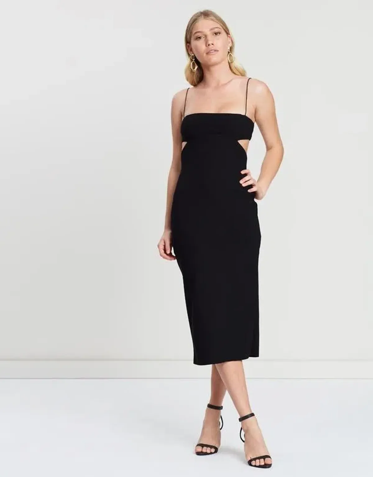 Bec & Bridge Elle Cut Out Midi Dress Black Size 10 for rent on The Volte - main image