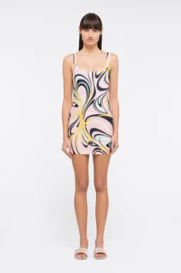 Emilio Pucci Onde Print Mini Dress Pink Size 6 for rent on The Volte - image 1