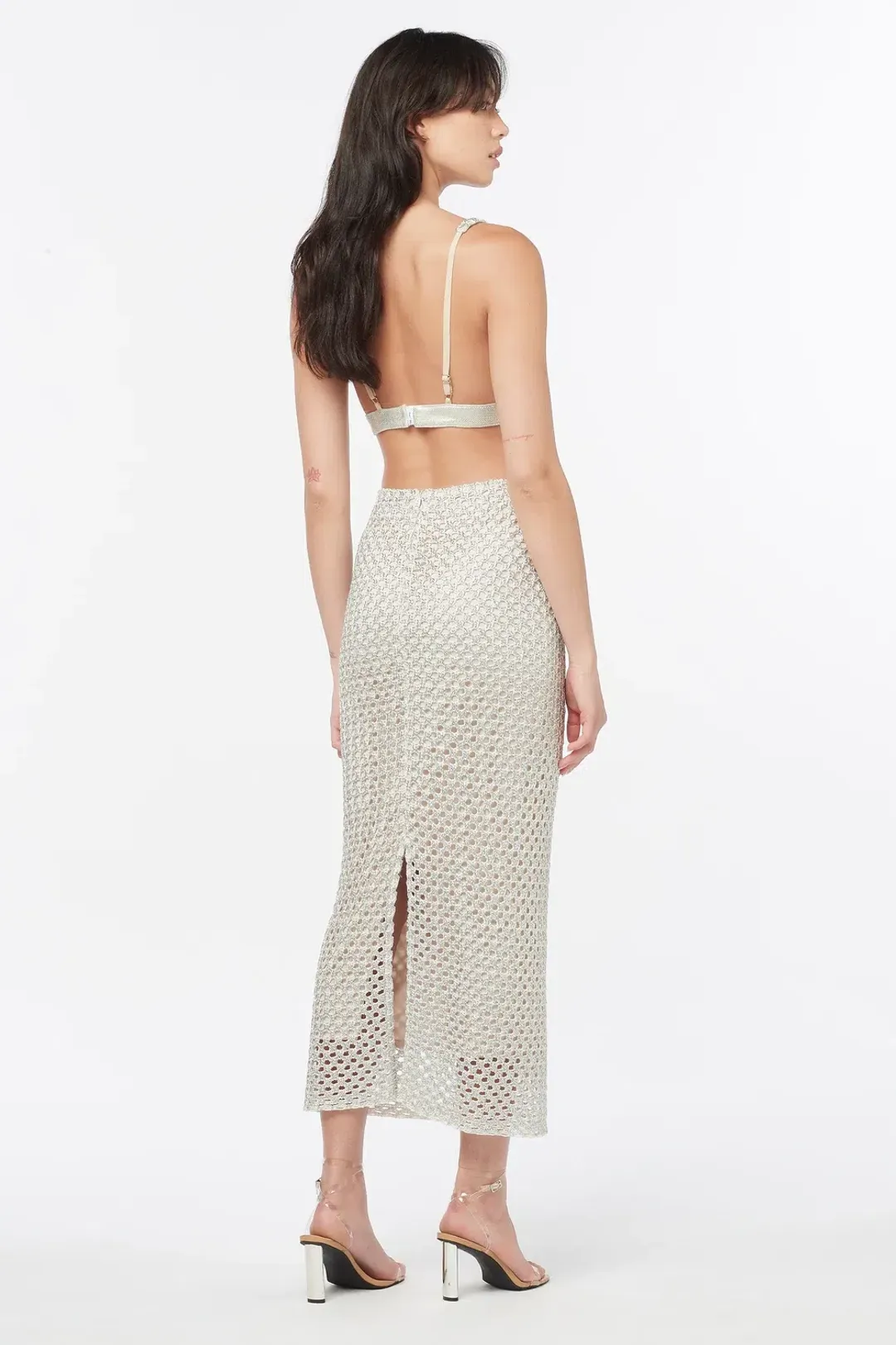 Manning Cartell Soiree Bra and Pencil Skirt Set Silver Size 8 for rent on The Volte - main image