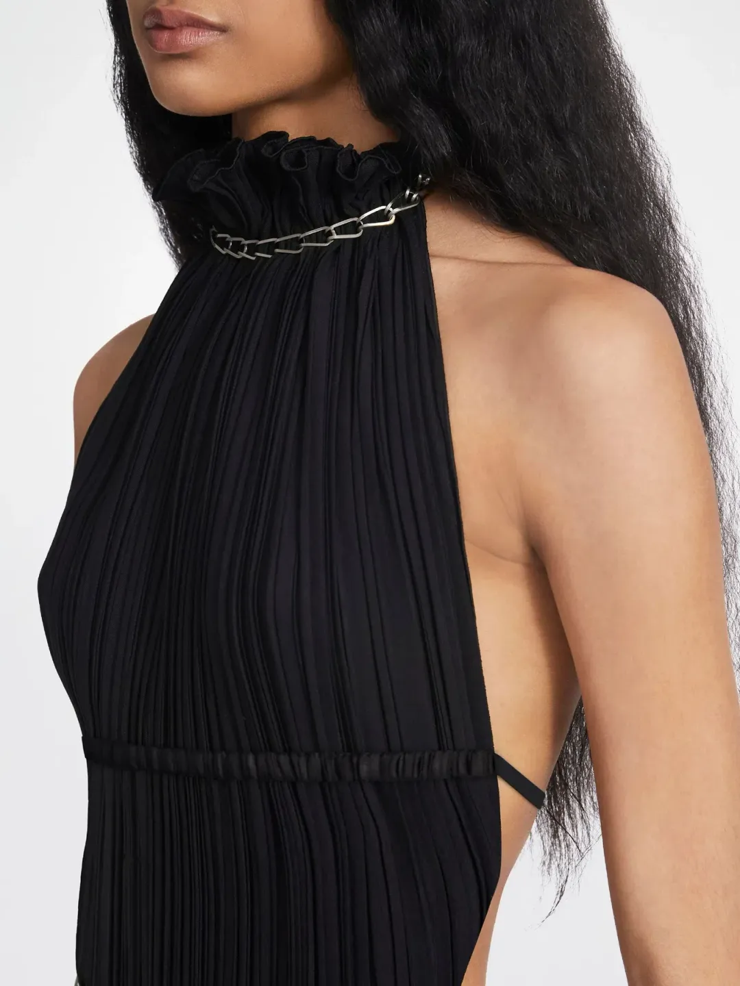Dion Lee Chain Pleat Halter Dress Black Size 6 for rent on The Volte - main image