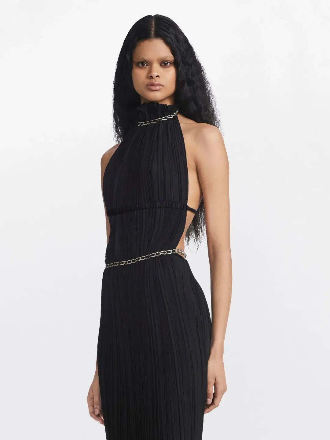 Dion Lee Chain Pleat Halter Dress Black Size 6 for rent on The Volte - main image