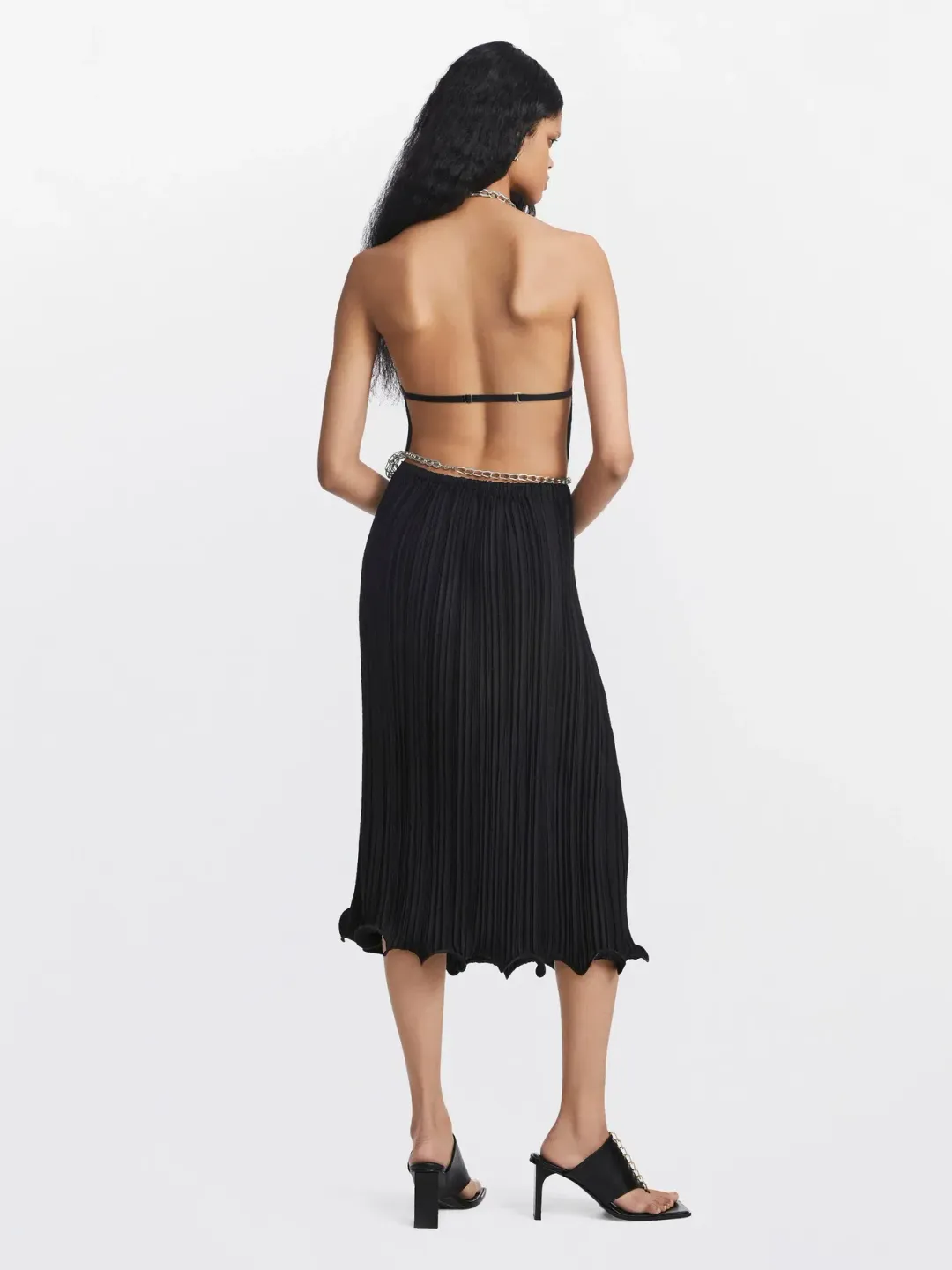 Dion Lee Chain Pleat Halter Dress Black Size 6 for rent on The Volte - main image