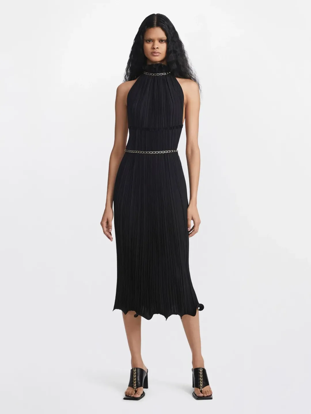 Dion Lee Chain Pleat Halter Dress Black Size 6 for rent on The Volte - main image