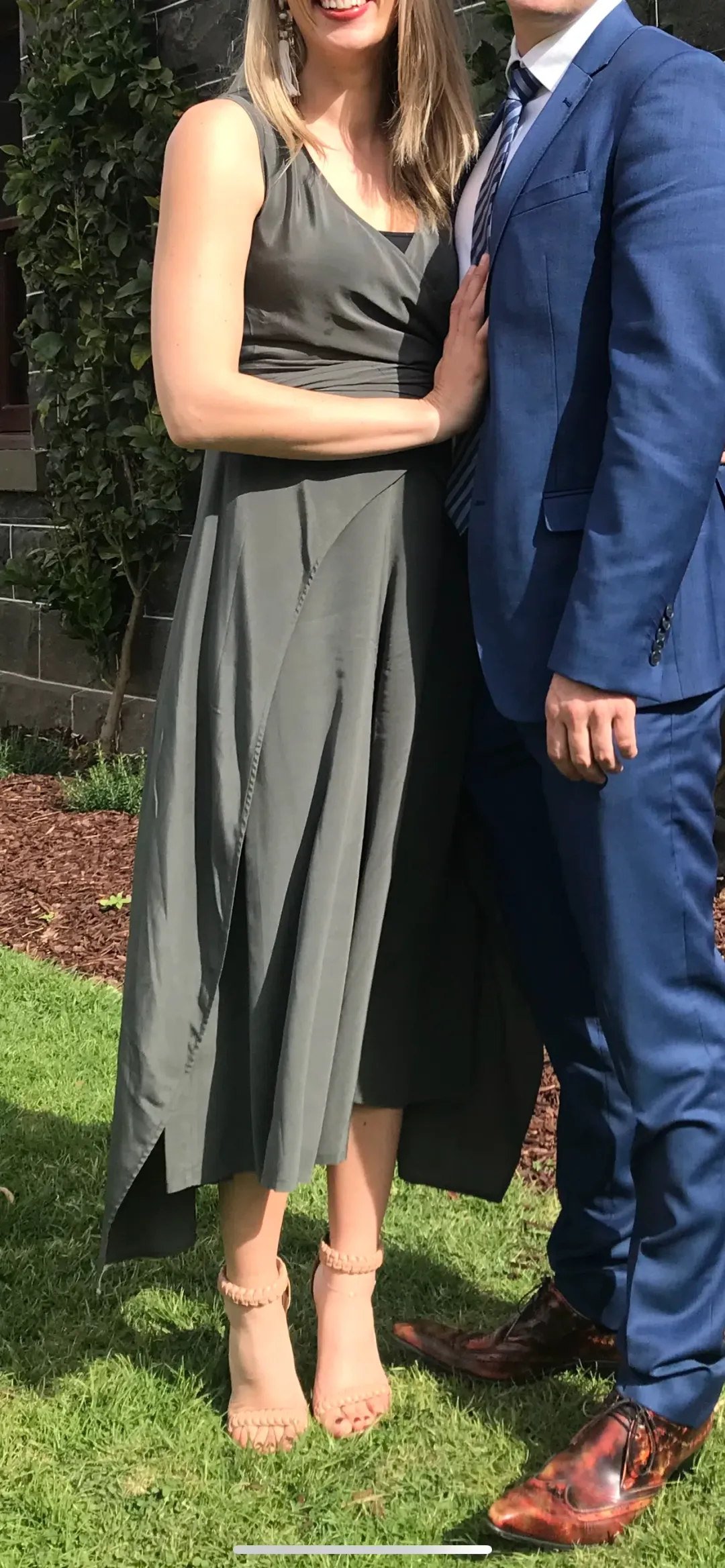 Scanlan Theodore Silk Wrap Jumpsuit Khaki Green Size 8  for rent on The Volte - main image