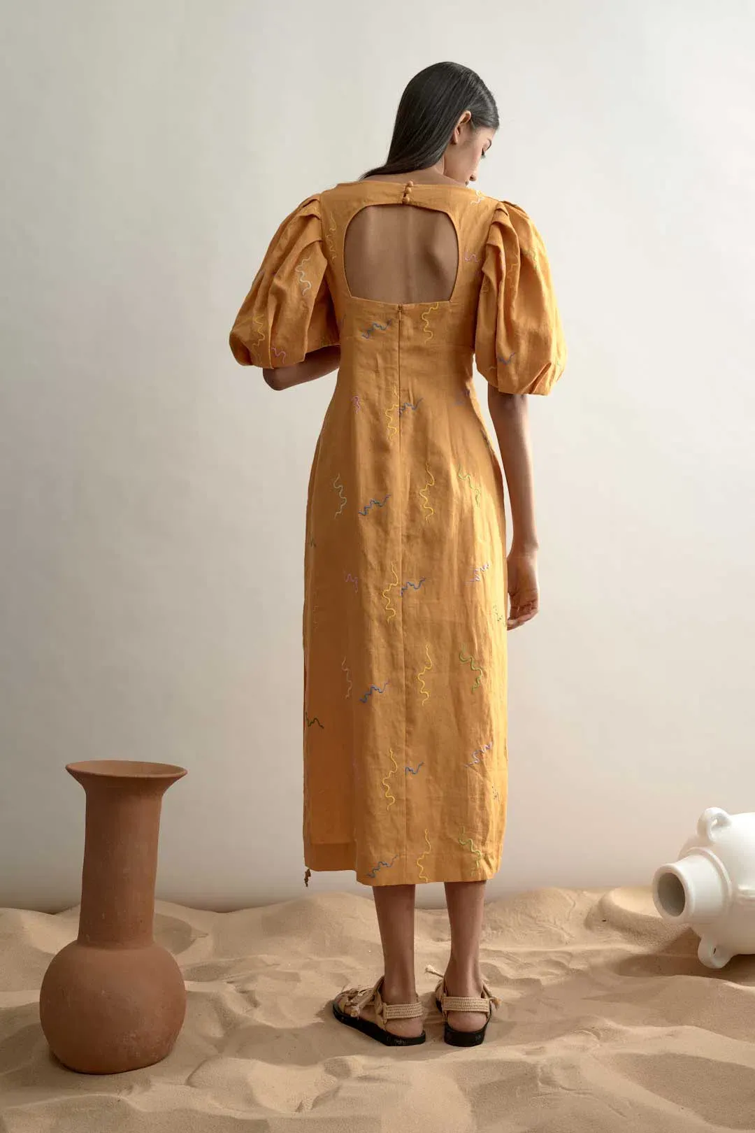 Alemais Sundance Midi Dress Yellow Print Size 6 for rent on The Volte - main image