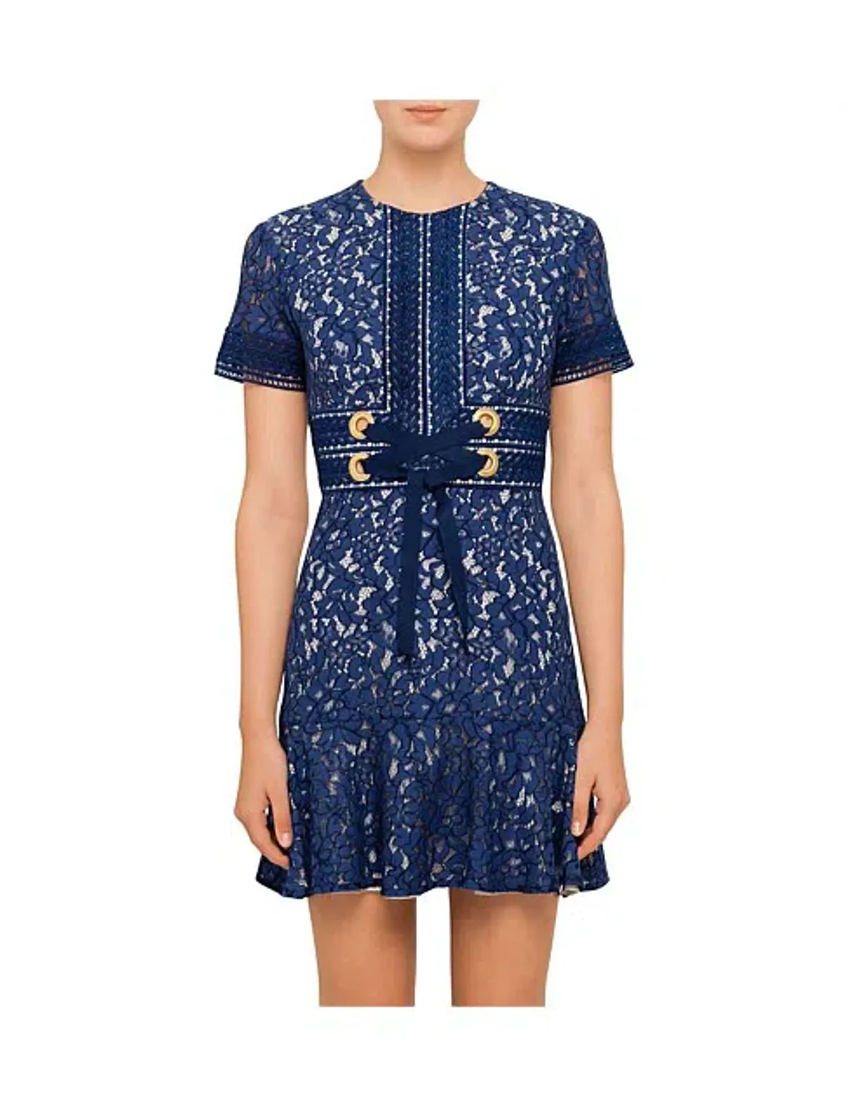 Lover Flora Flip Mini Dress Navy Print Size 8 for rent on The Volte - main image