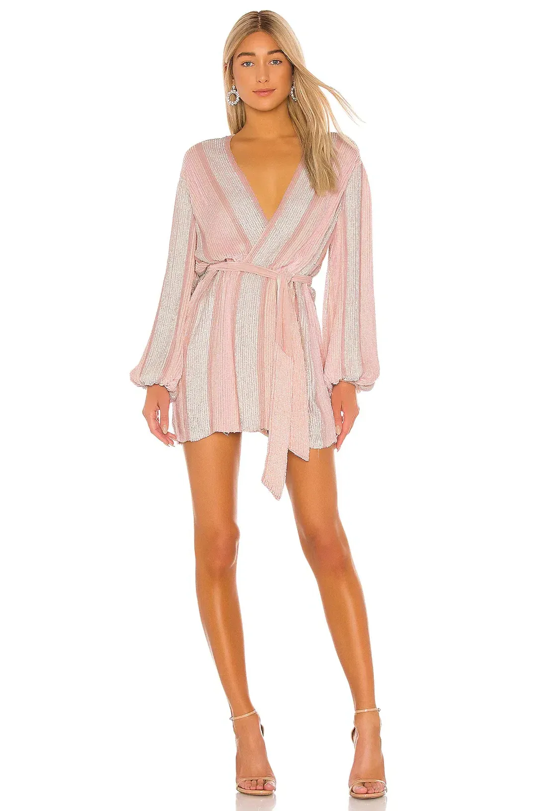 Retrofete Gabrielle Robe Dress Pastel Pink Stripes Size XS for rent on The Volte - main image