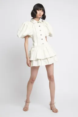 Aje Reclaim Denim Mini Dress White Size 6 for rent on The Volte - image 2