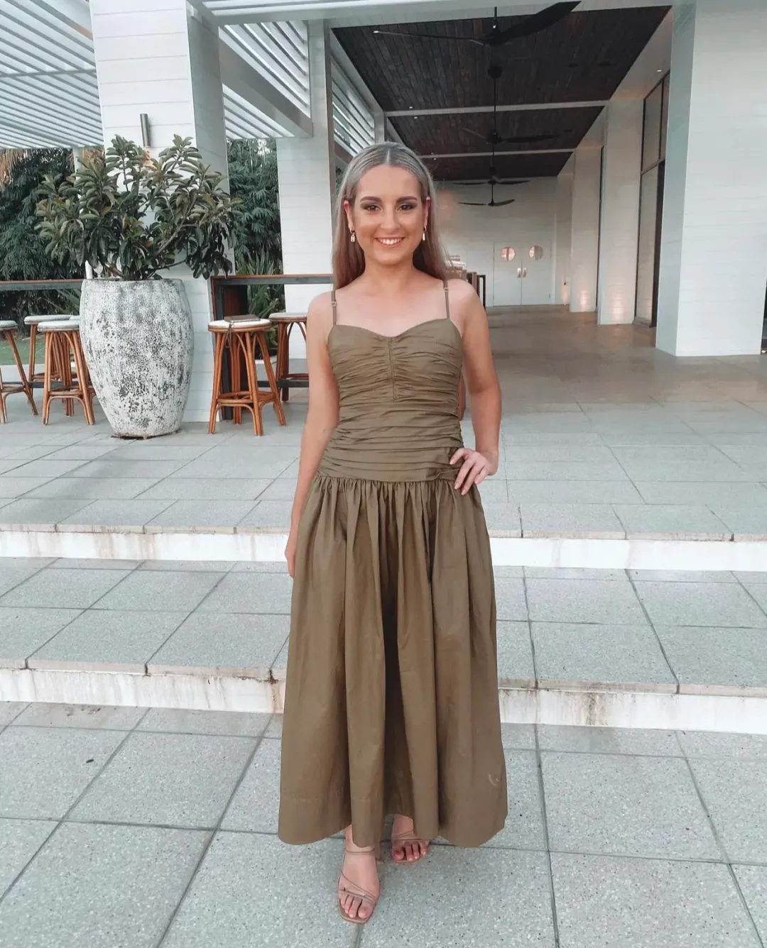 Shona Joy Amaia Ruched Midi Dress Green Size 6 for rent on The Volte - main image