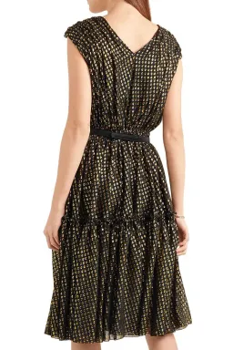 Stella McCartney Belted Fil Coupé Silk Blend Dress Metallic Size 8 for rent on The Volte - image 3