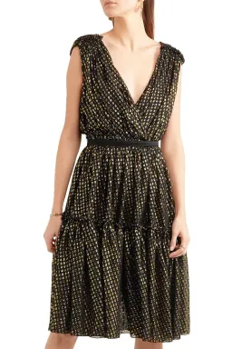 Stella McCartney Belted Fil Coupé Silk Blend Dress Metallic Size 8 for rent on The Volte - image 2