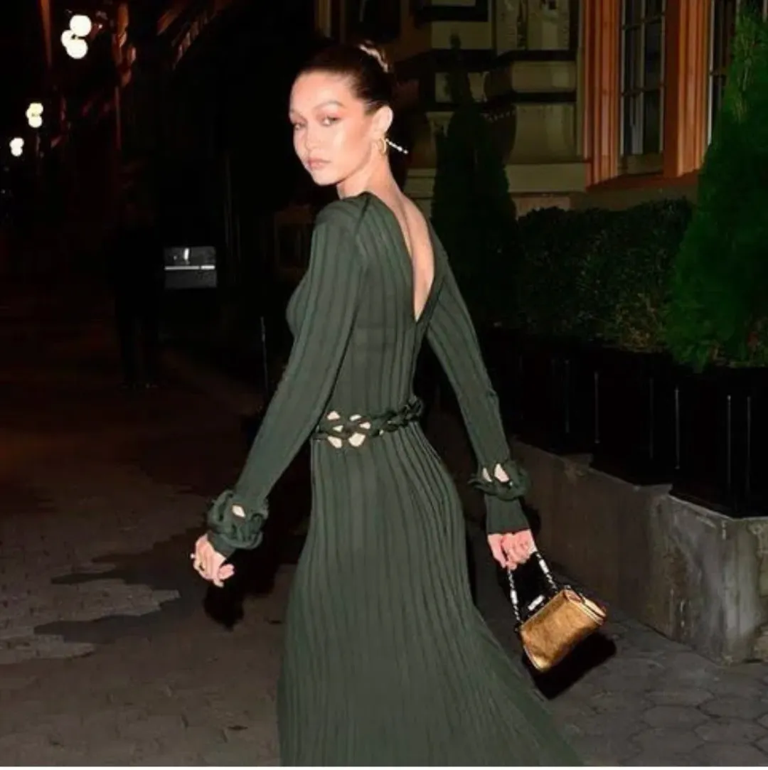 Dion Lee Braid Long Sleeve Reversible Dress Green Size 10 for rent on The Volte - main image