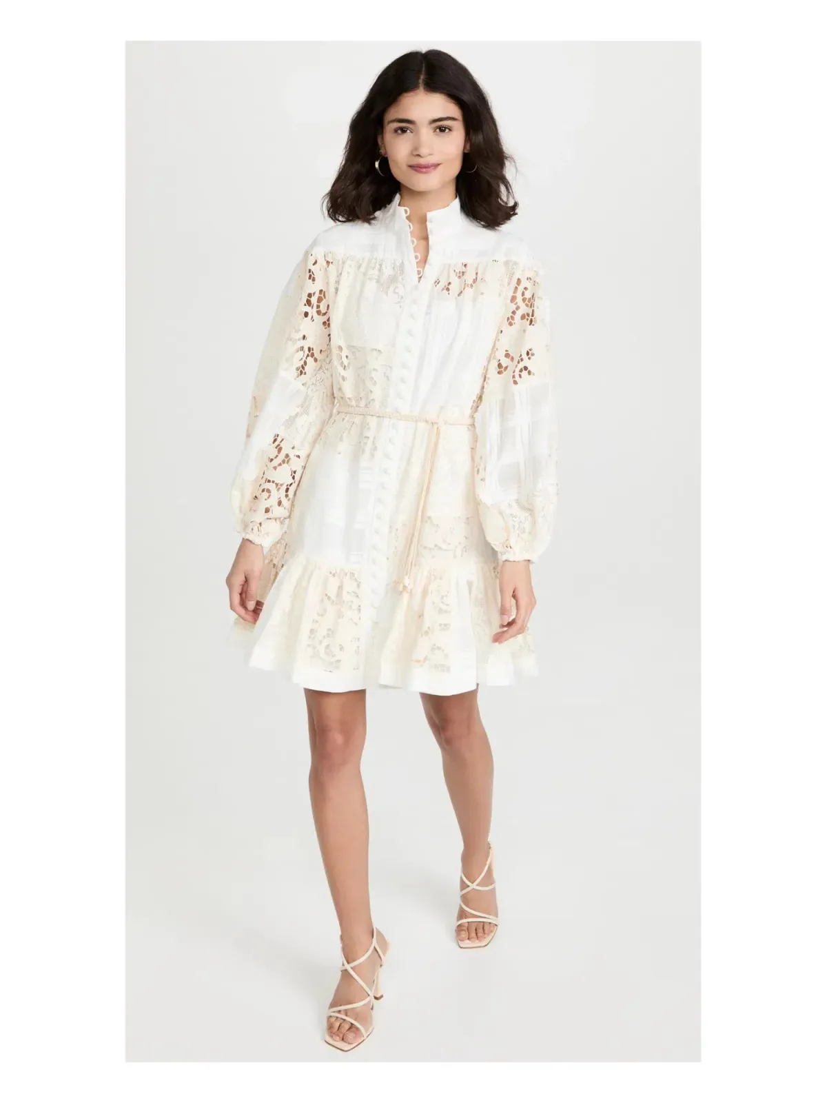 Zimmermann Andie Drop Waist Mini Dress White Size 12 for rent on The Volte - main image