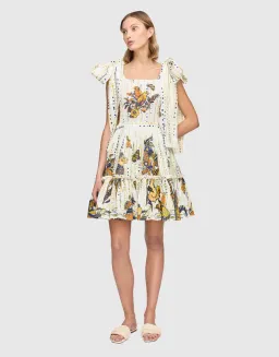 Leo Lin La Vida Bowtie Mini Dress Print Size 10 for rent on The Volte - image 1