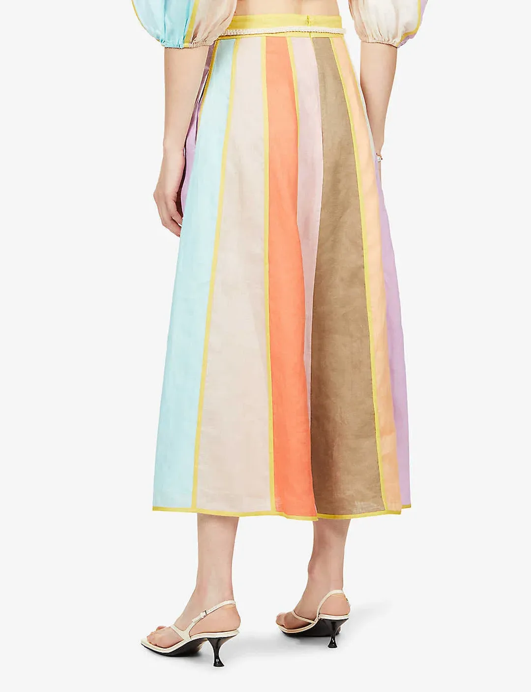 Zimmermann Lola Panelled Crop Top and Skirt Set Spliced Size 8 for rent on The Volte - main image