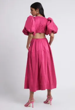  Aje Vanades Cut Out Ring Midi Dress Pink Size 14 for rent on The Volte - image 4