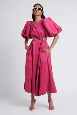  Aje Vanades Cut Out Ring Midi Dress Pink Size 14 for rent on The Volte - image 1