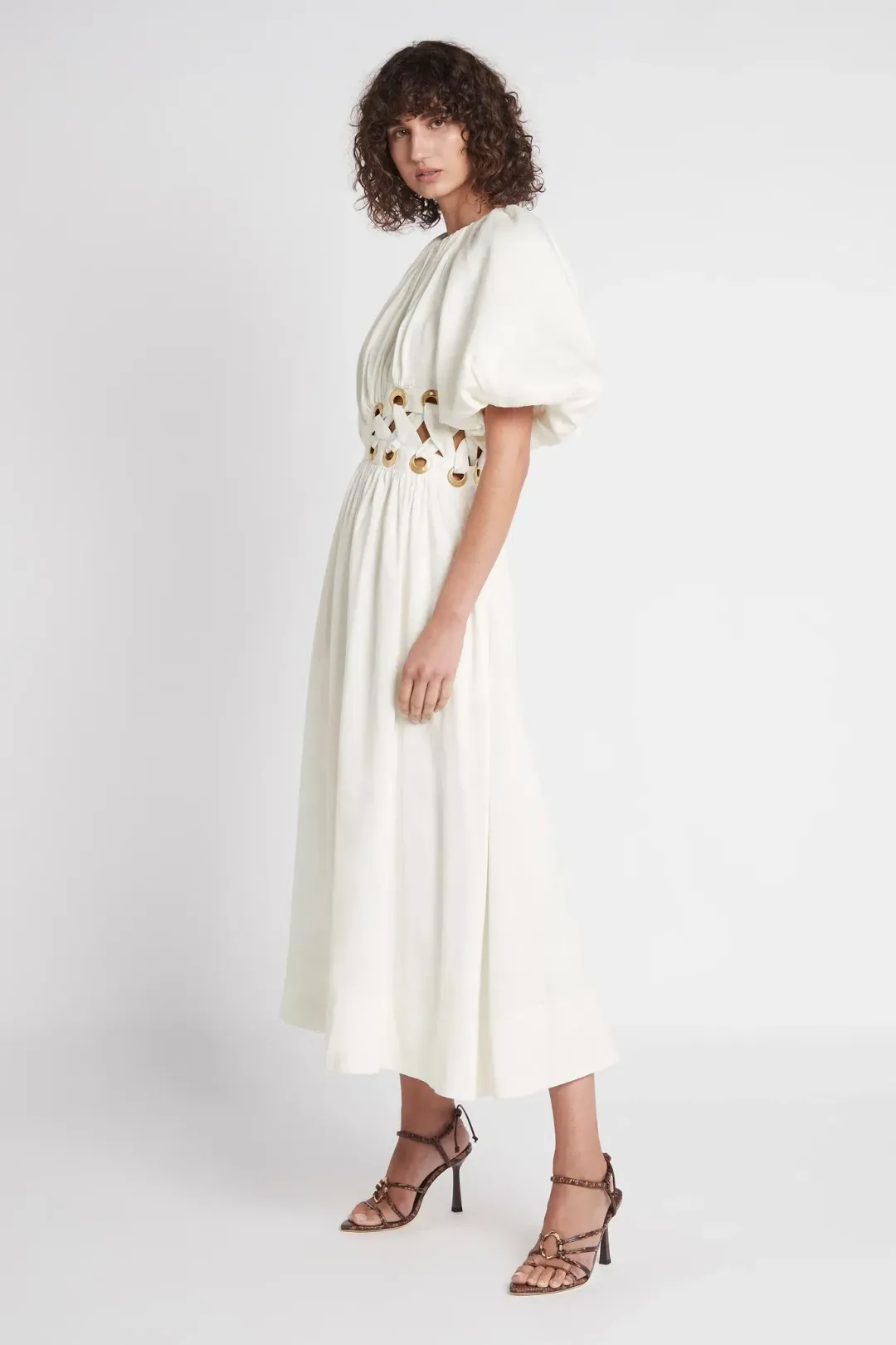 Aje Virtuous Asymmetric Midi Dress White Size 10 for rent on The Volte - main image